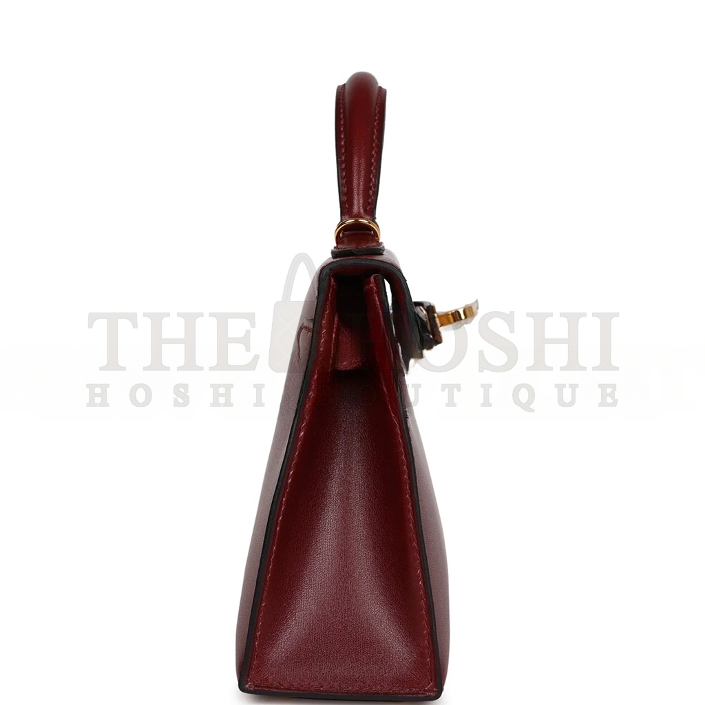 H**me5 MINI KELLY II BOX BURGUNDY GOLD HARDWARE (19*12*5.5cm) Master Quality